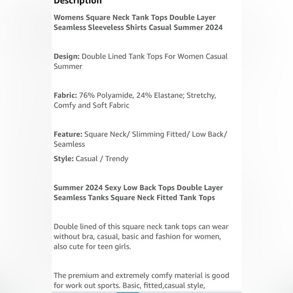 NWOT Eachyes Tank Top - Picture 4 of 6